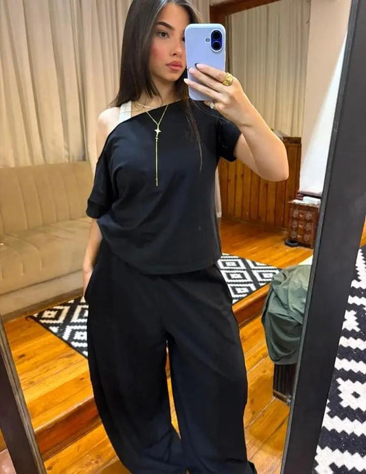 Black Off Shoulder Set