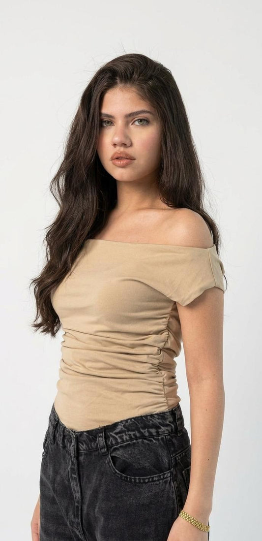 Likra Offshoulder Top Beige
