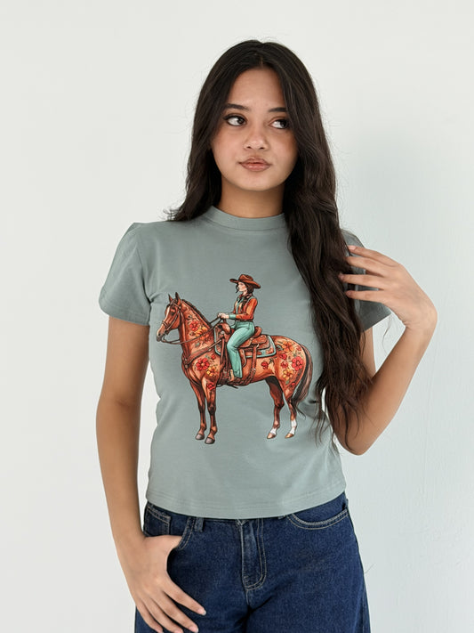 Horse Baby Tee Mint