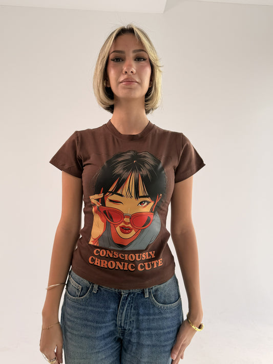 Chronic Cute Baby Tee Brown