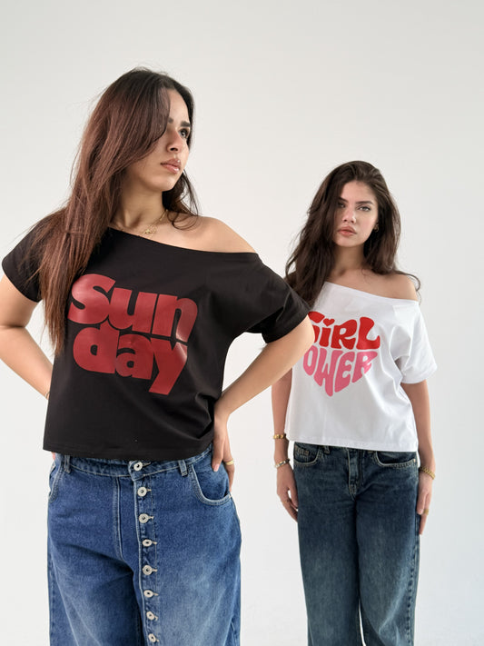 Days Off Shoulder Top Black